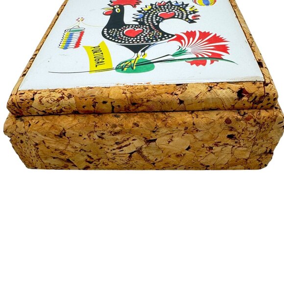 Tile Trinket Box Hand-Painted Portugal Rooster "O Galo De Barcelos" Cork 5.25" - Picture 6 of 7